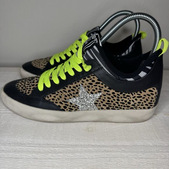 Gianni Bini Kaekko Glitter Star Cheetah Animal Print Fashion Sneakers Size 7 - Picture 5 of 9